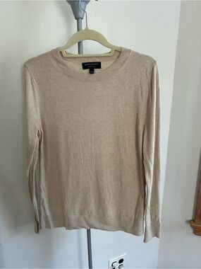 Banana Republic Light Beige Fine-Knit Crewneck